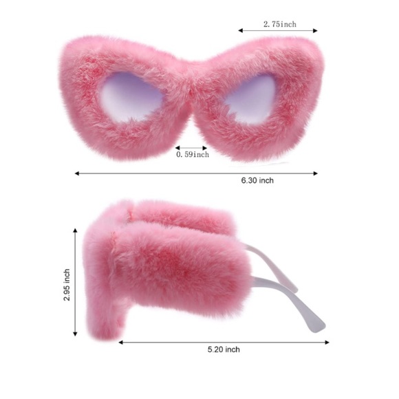Pink Plush Fuzzy Cat Eye Sunglasses Punk Soft Velvet Shades Trendy main image 4
